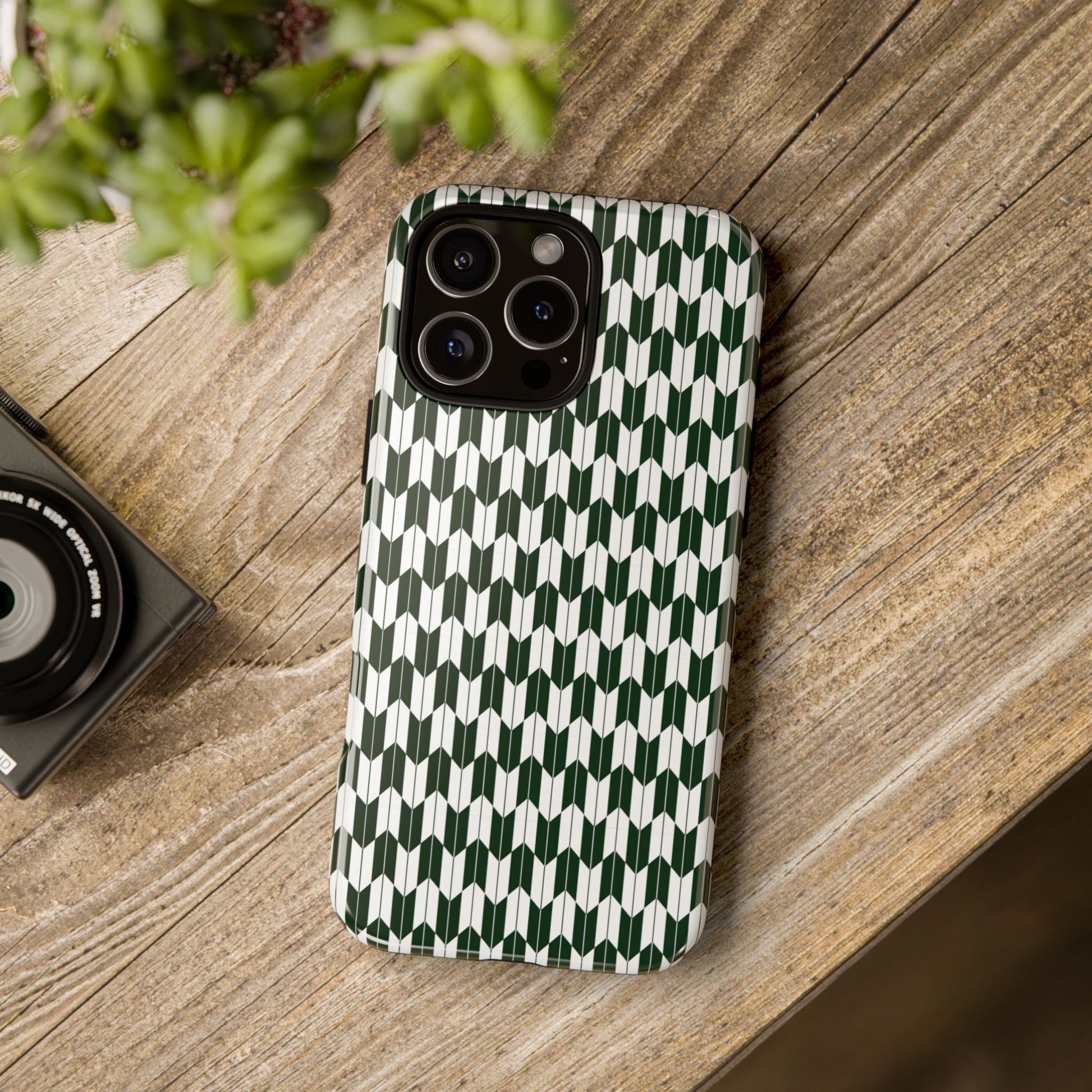 Green Harmony Geometric Phone Case – Durable, Slim, and MagSafe Compatible - JGUS