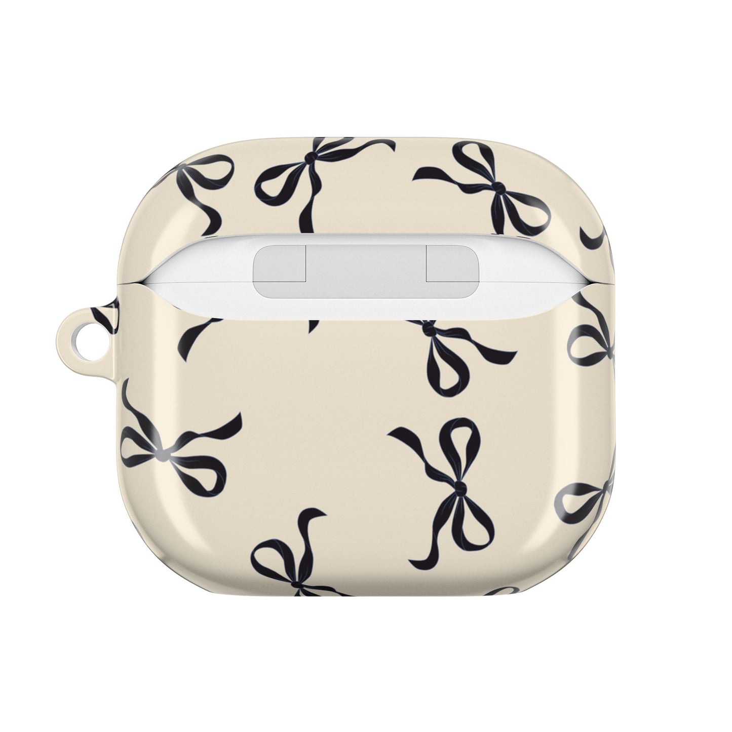 Beige and Black Bow Shockproof & Scratch-Resistant AirPods Case – Wireless Charging Compatible