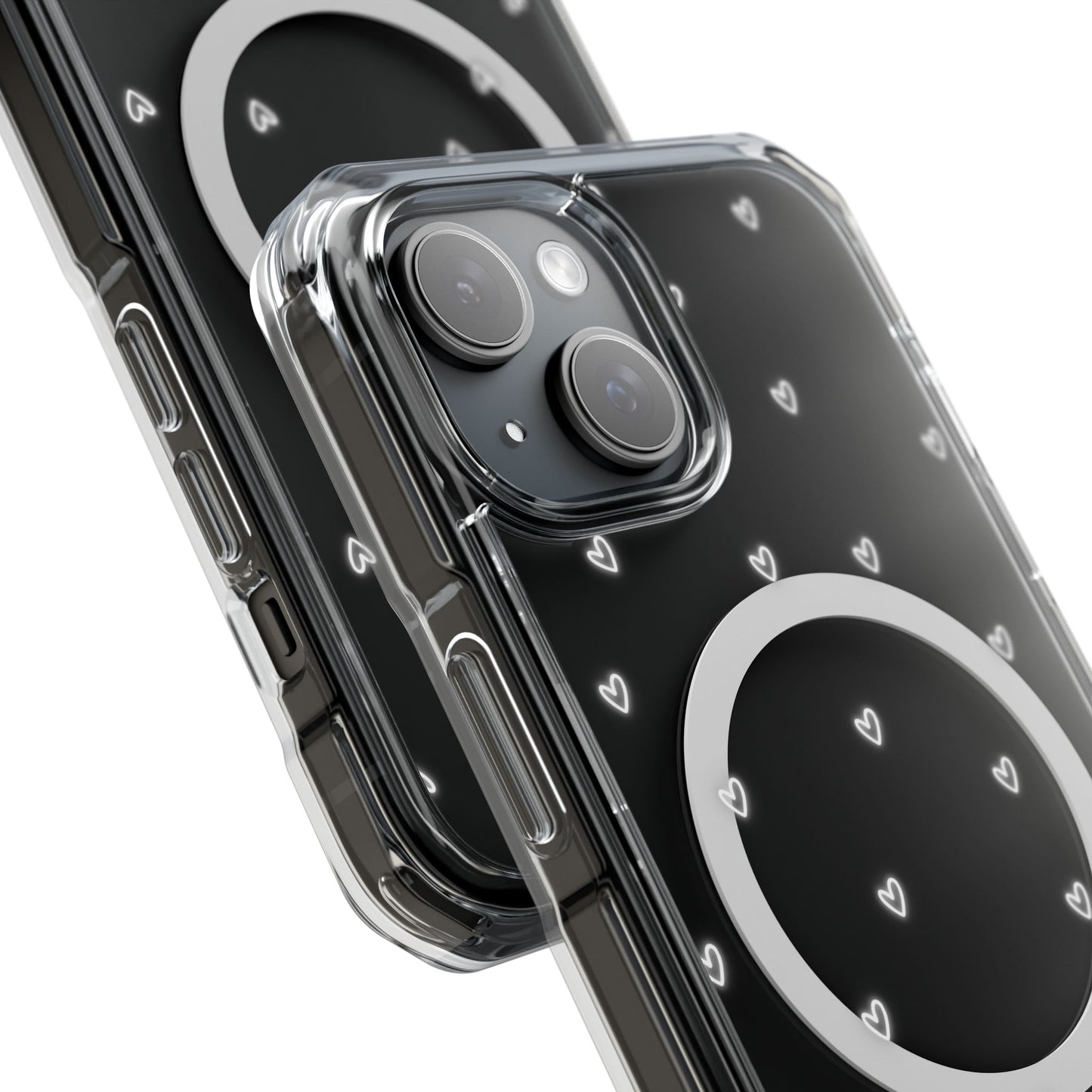 Neon Heart Bling Clear MagSafe Case