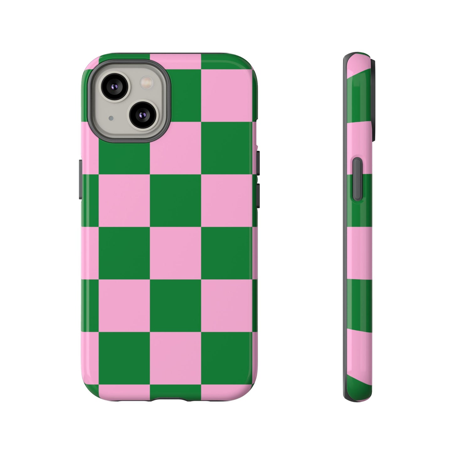 Pink Retro Checkered Phone Case – 90s Aesthetic, Vintage Grid Pattern for iPhone & Samsung - JGUS