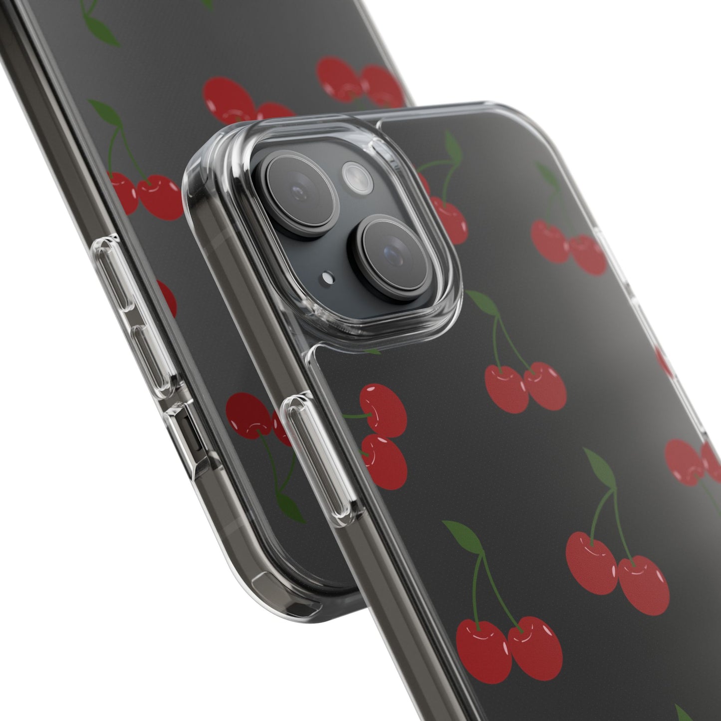 Random Cherry Pattern Clear Phone Case – Playful and Protective