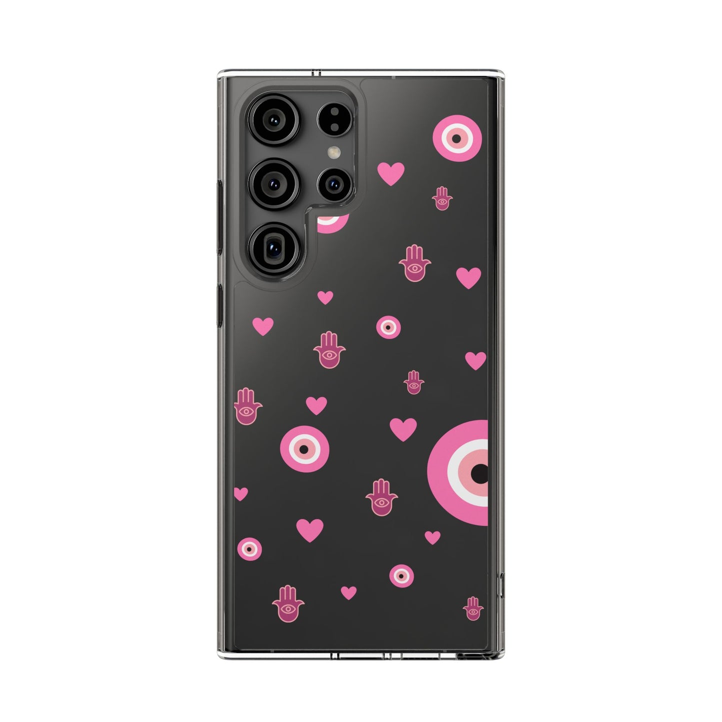 Devil's eye & Pink Hamsa Hand Clear Phone Case