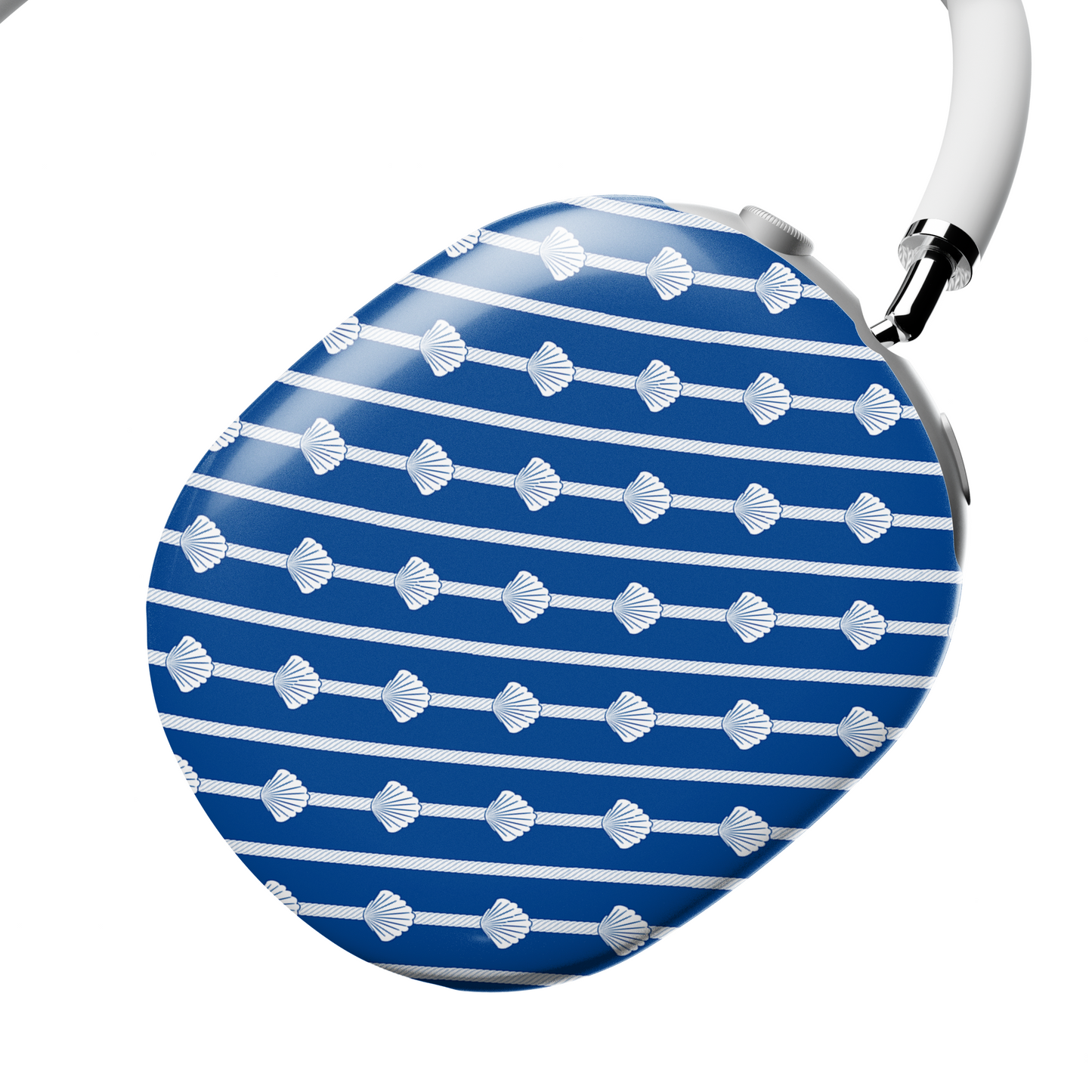 Navy Blue Seashell AirPods Max Case – Coastal Nautical Stripe Aesthetic - JGUS