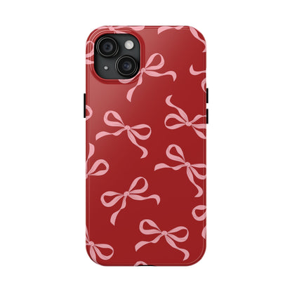 Pink Bows on Red Phone Case