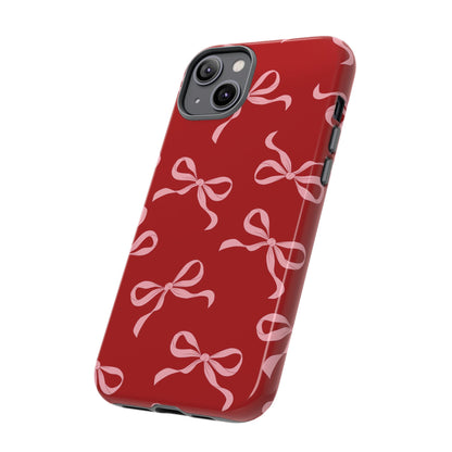 Pink Bows on Red Phone Case - JGUS