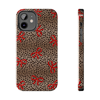 Bold Bow Leopard Print Phone Case – Aesthetic Protective Cover for iPhone & Samsung - Fashionable Animal Print Cover