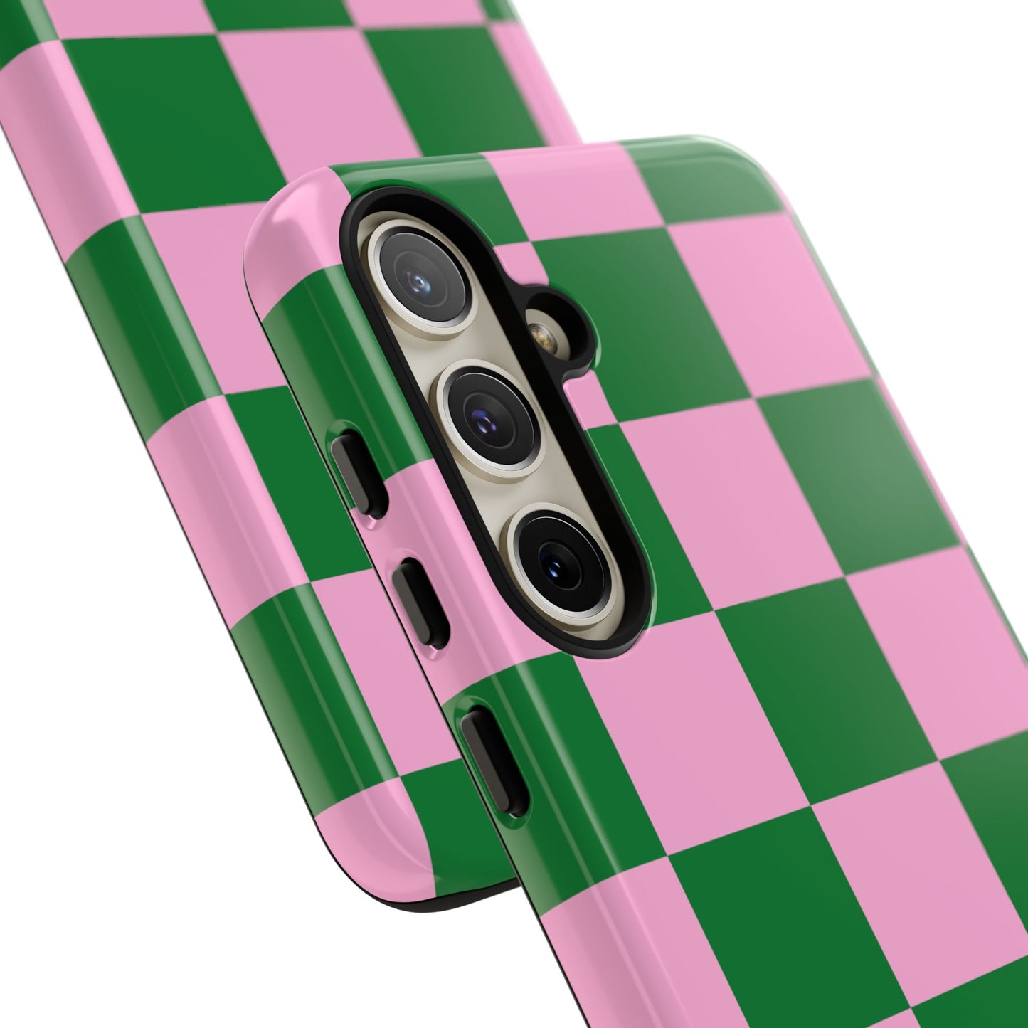 Pink Retro Checkered Phone Case – 90s Aesthetic, Vintage Grid Pattern for iPhone & Samsung - JGUS