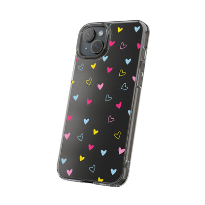 Transparent Heart Design Pattern Clear Phone Case