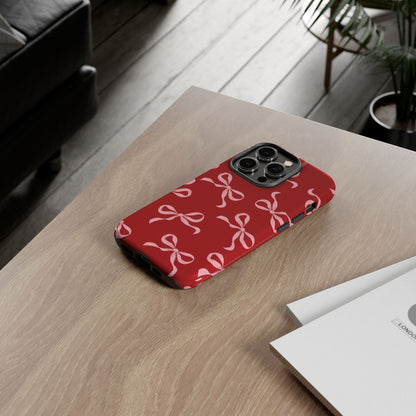 Pink Bows on Red Phone Case - JGUS
