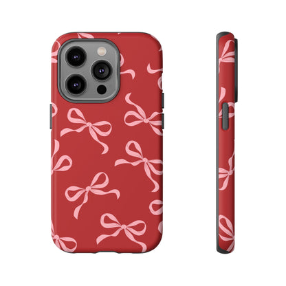 Pink Bows on Red Phone Case - JGUS