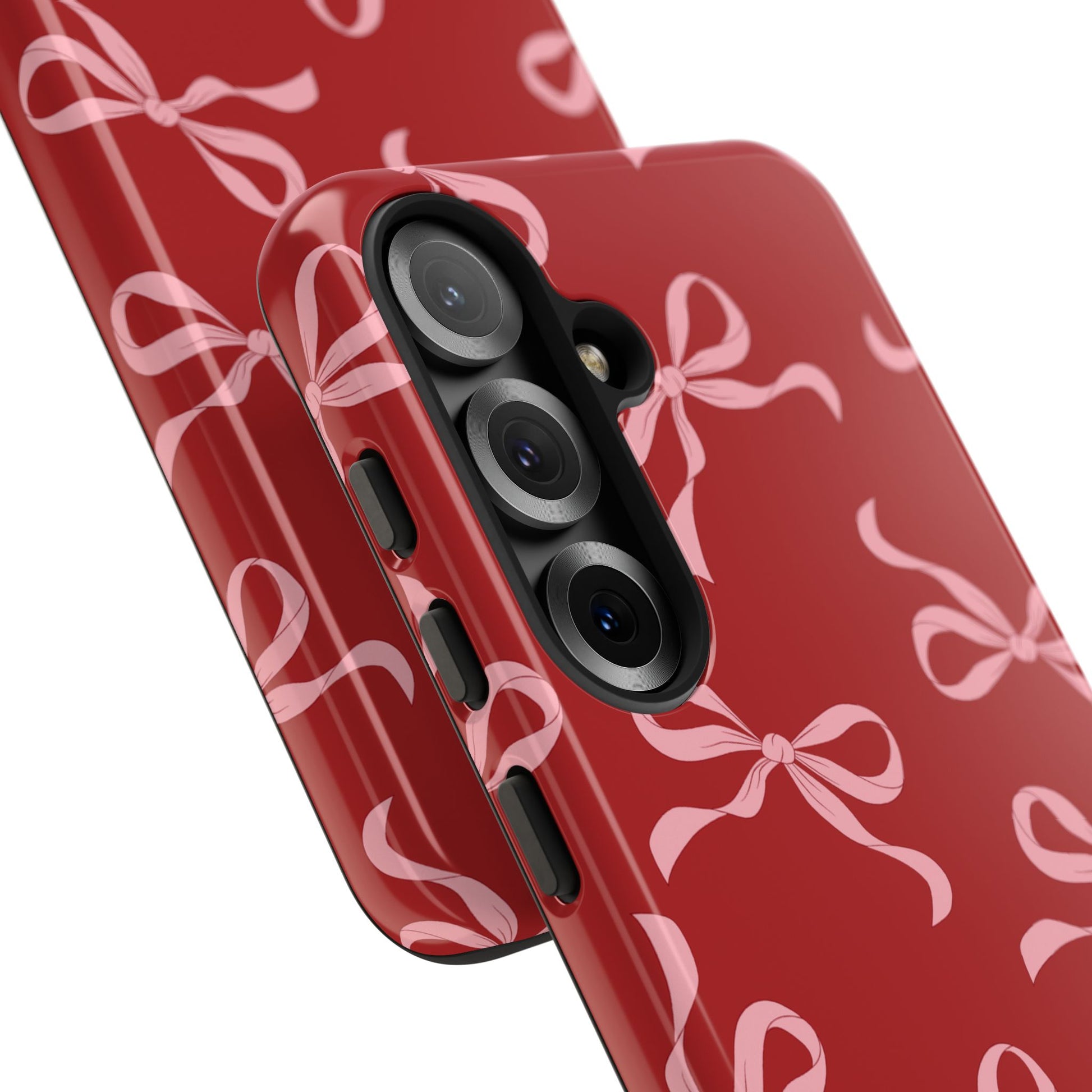 Pink Bows on Red Phone Case - JGUS