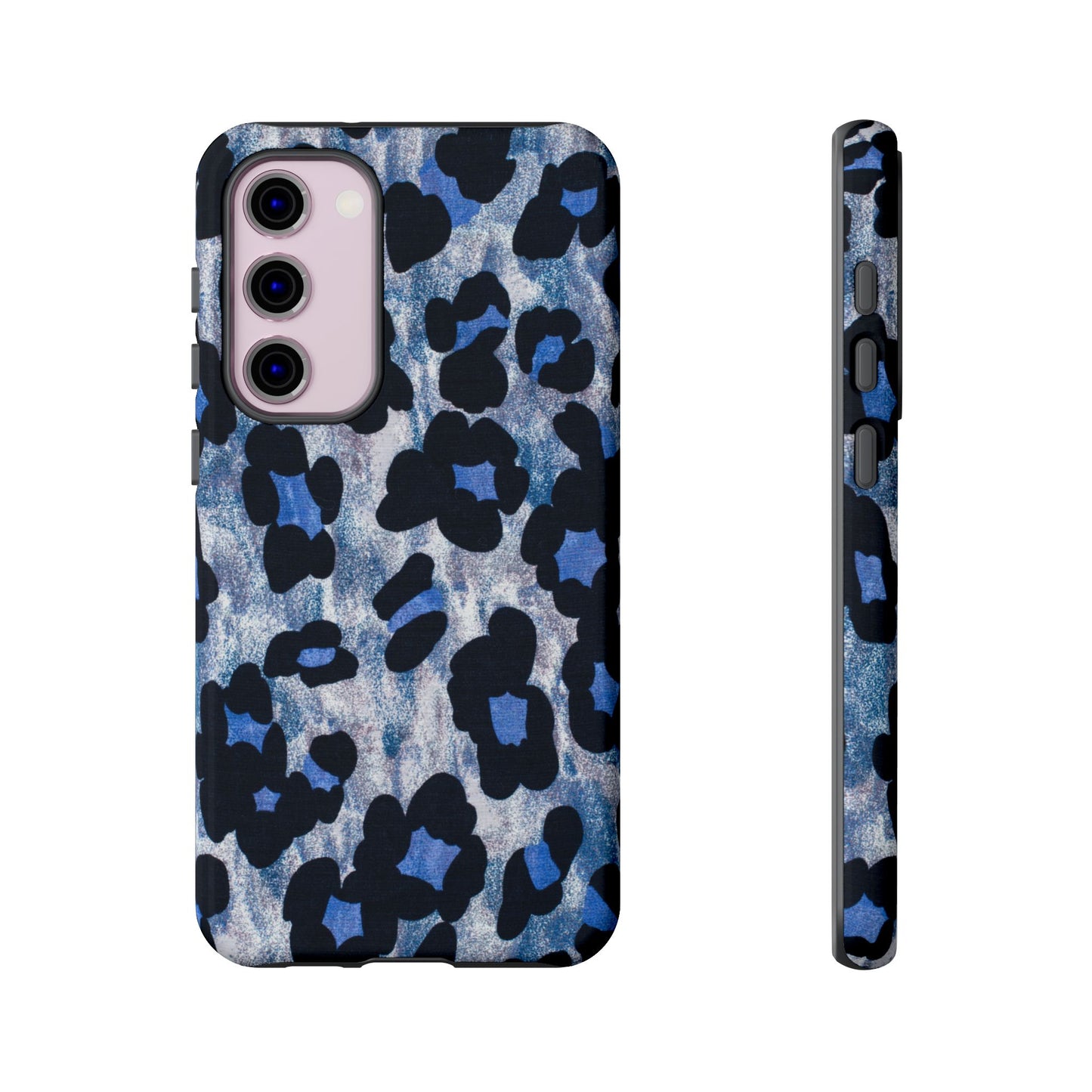 Blue & Black Leopard Print Phone Case – Bold Animal Pattern for iPhone & Samsung