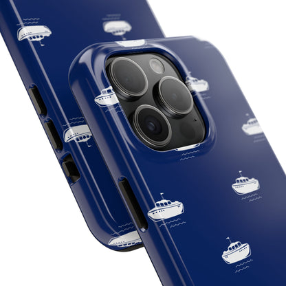Blue Boat Phone Case – Calm Ocean Pattern for iPhone & Samsung, Durable & Stylish Protection
