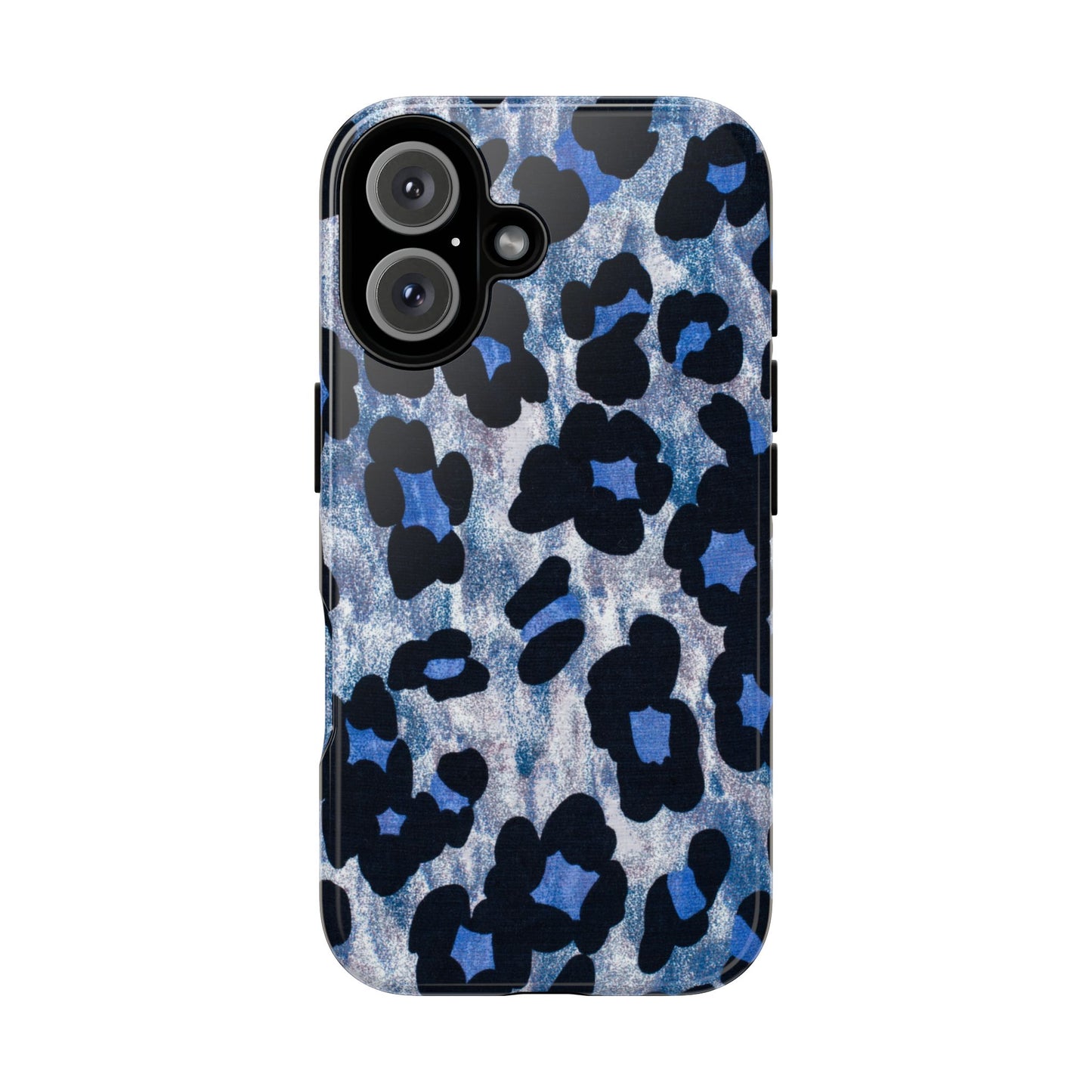 Blue & Black Leopard Print Phone Case – Bold Animal Pattern for iPhone & Samsung