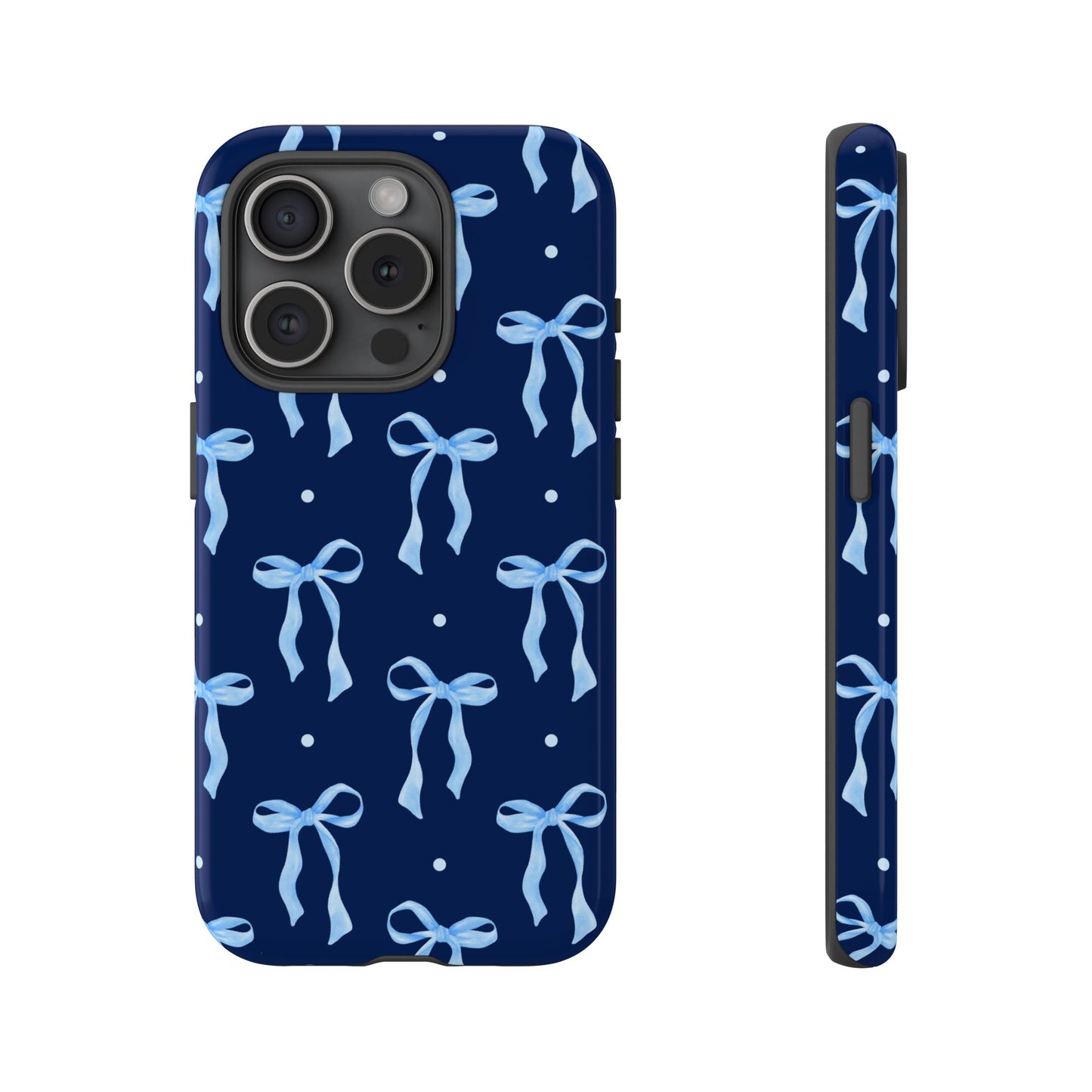 Bows & Blues Phone Case – Aesthetic Ribbon Print | Fits iPhone & Samsung - JGUS