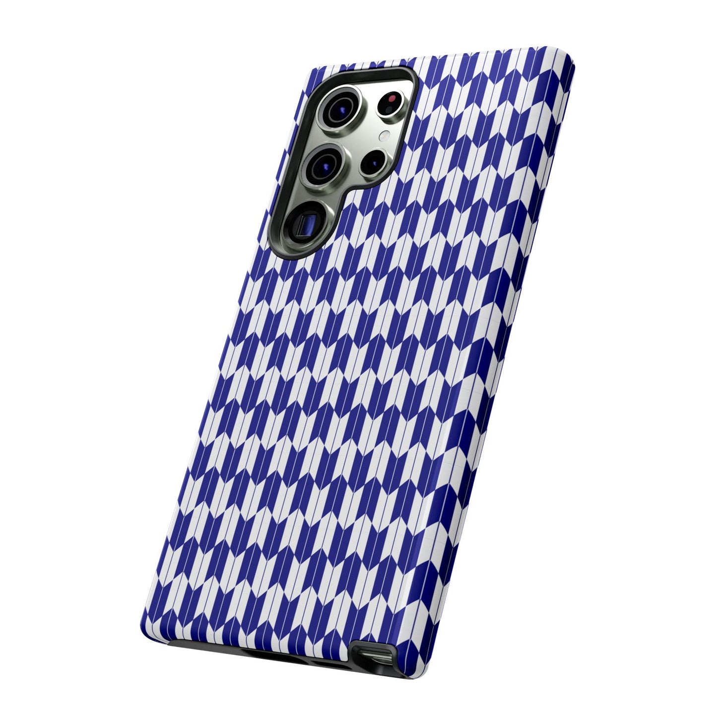 Navy Blue Geometric Phone Case for iPhone Samsung Pixel – Minimal Pattern Modern Aesthetic - JGUS