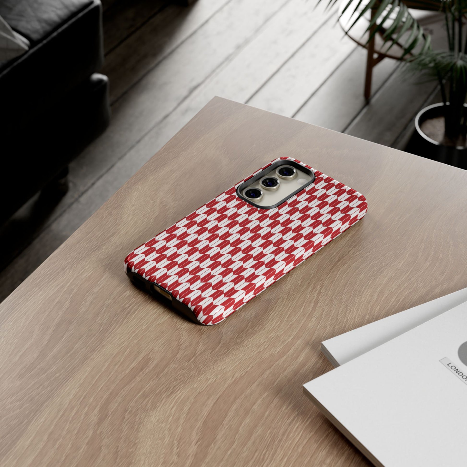 Red Geometric Phone Case for iPhone Samsung Pixel – Bold Pattern Aesthetic Modern Design - JGUS
