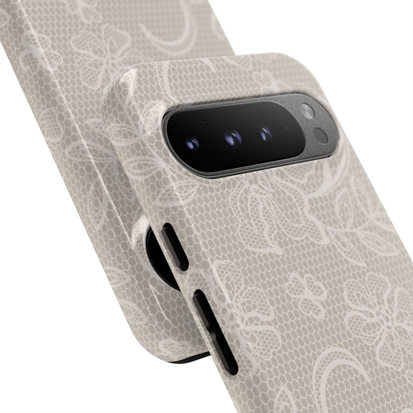 Lace Phone Case for iPhone Samsung Pixel – Cream Floral Elegant Aesthetic - JGUS