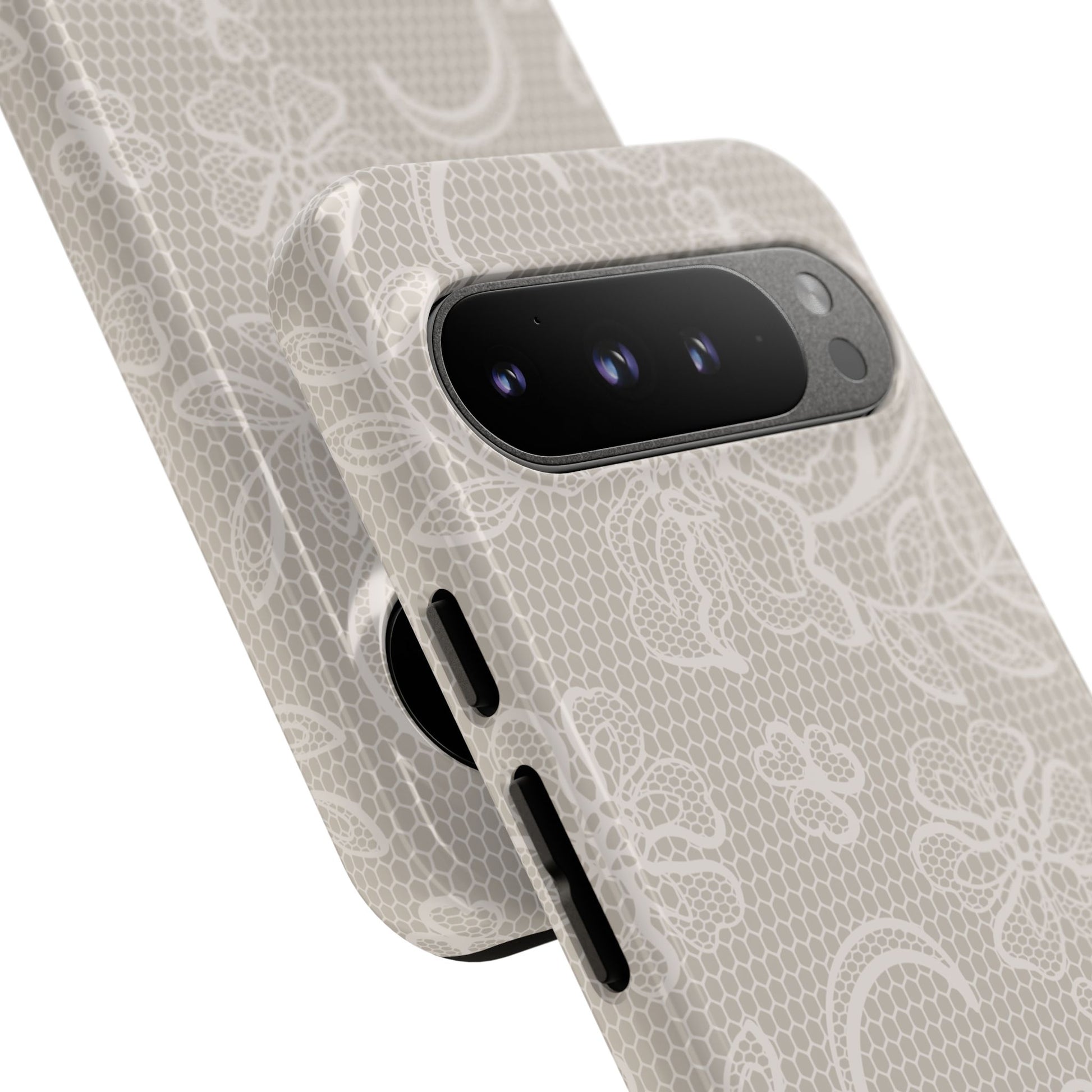 Lace Phone Case for iPhone Samsung Pixel – Cream Floral Elegant Aesthetic - JGUS