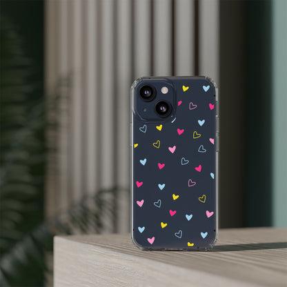 Transparent Heart Design Pattern Clear Phone Case