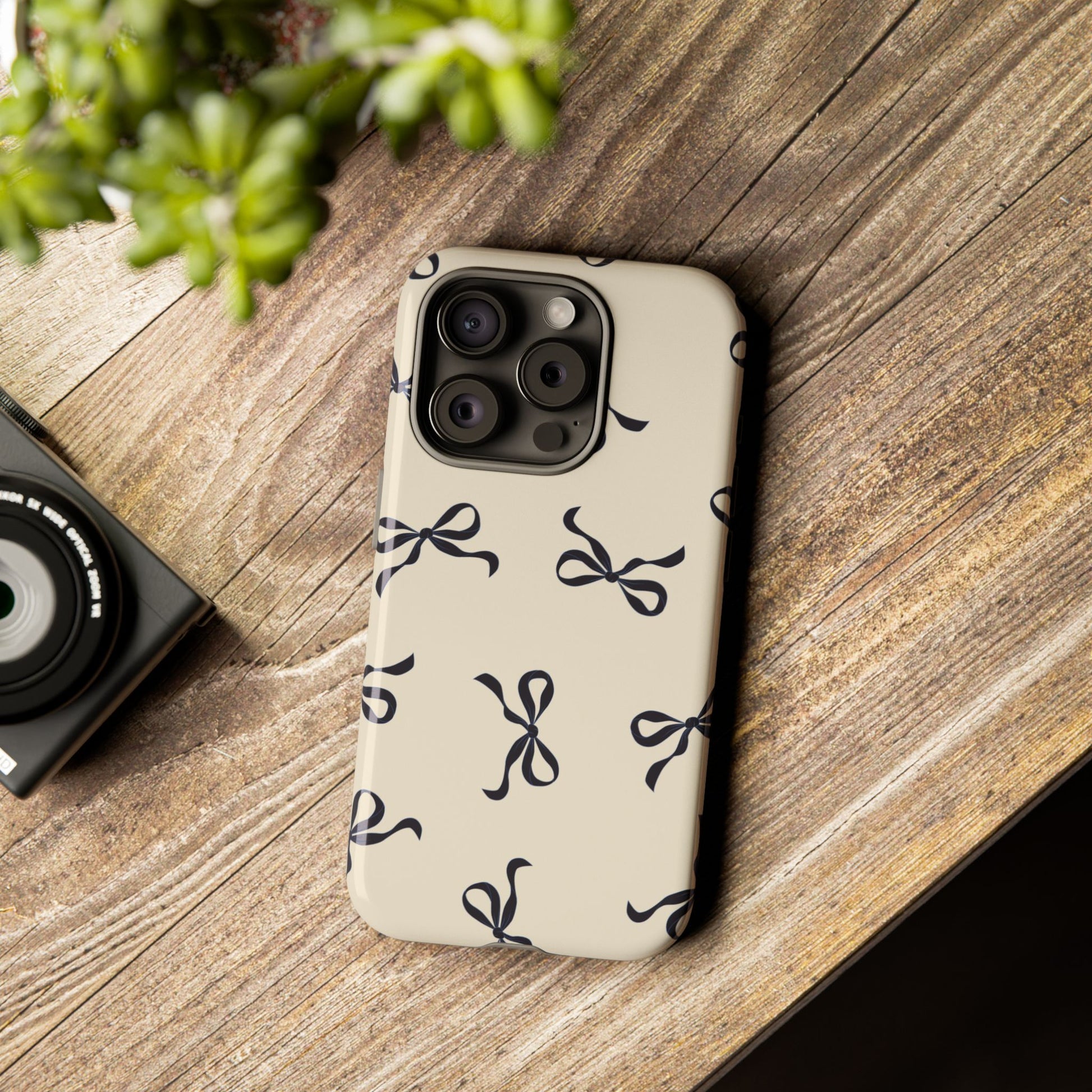 Beige and Black Bow Phone Case - JGUS