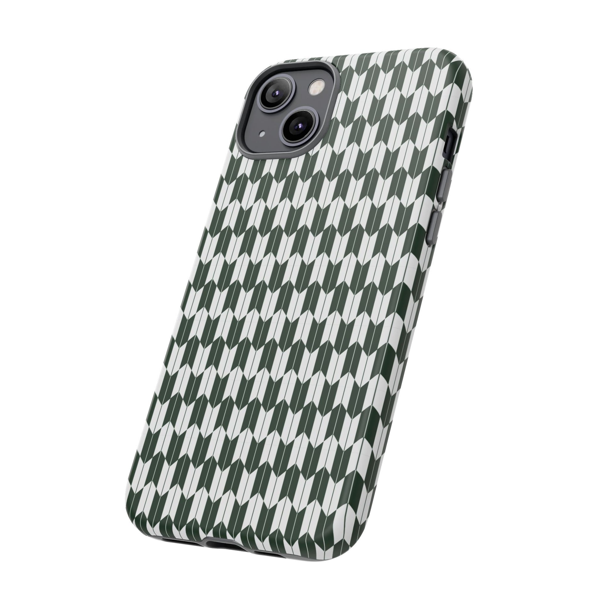 Green Harmony Geometric Phone Case – Durable, Slim, and MagSafe Compatible - JGUS