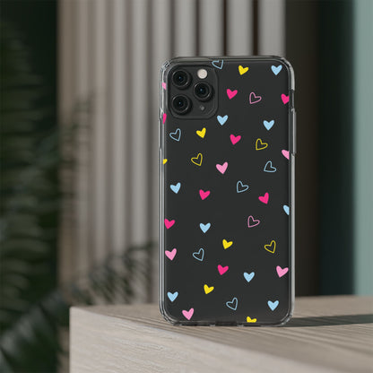 Transparent Heart Design Pattern Clear Phone Case