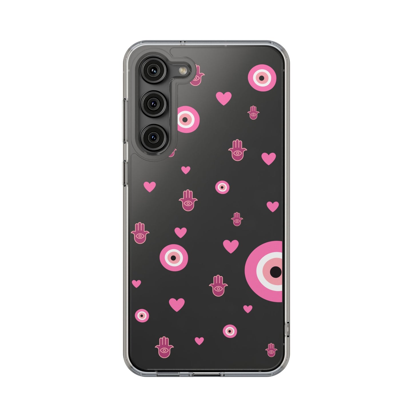 Devil's eye & Pink Hamsa Hand Clear Phone Case