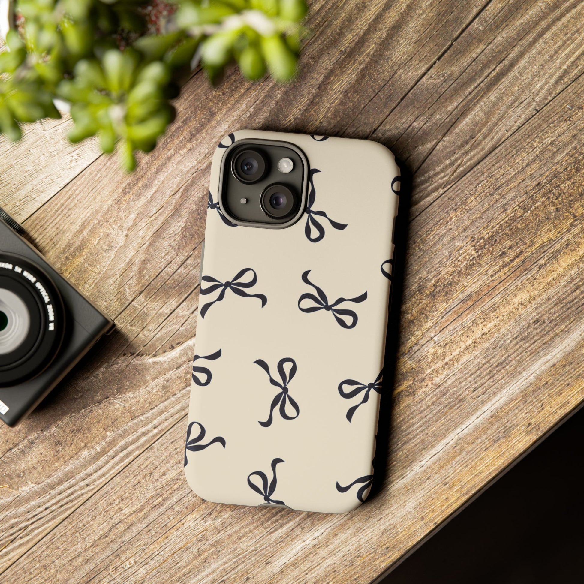 Beige and Black Bow Phone Case - JGUS