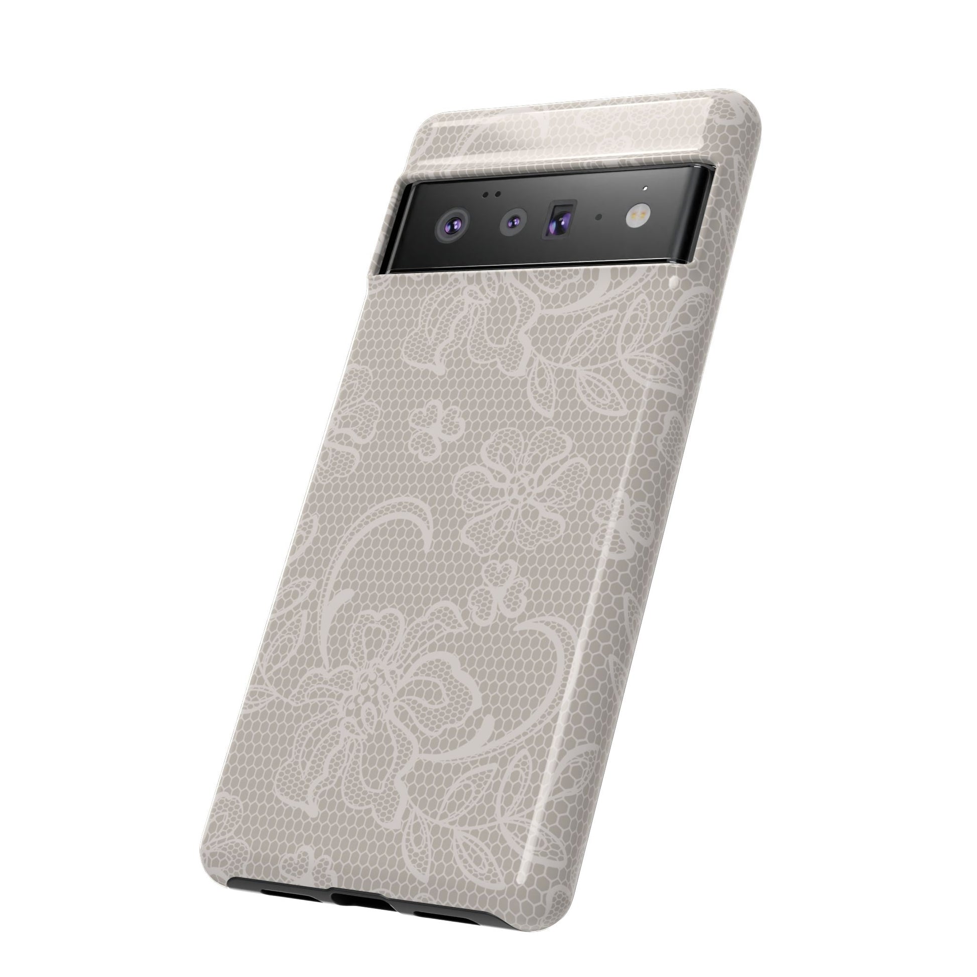 Lace Phone Case for iPhone Samsung Pixel – Cream Floral Elegant Aesthetic - JGUS