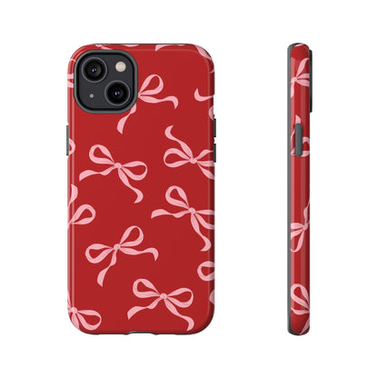 Pink Bows on Red Phone Case - JGUS