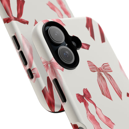 Burgundy Chic Bow Design Phone Case - JGUS