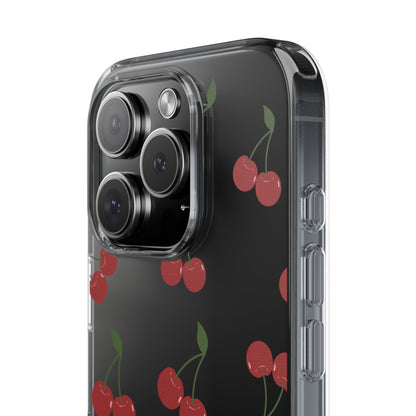 Random Cherry Pattern Clear Phone Case – Playful and Protective