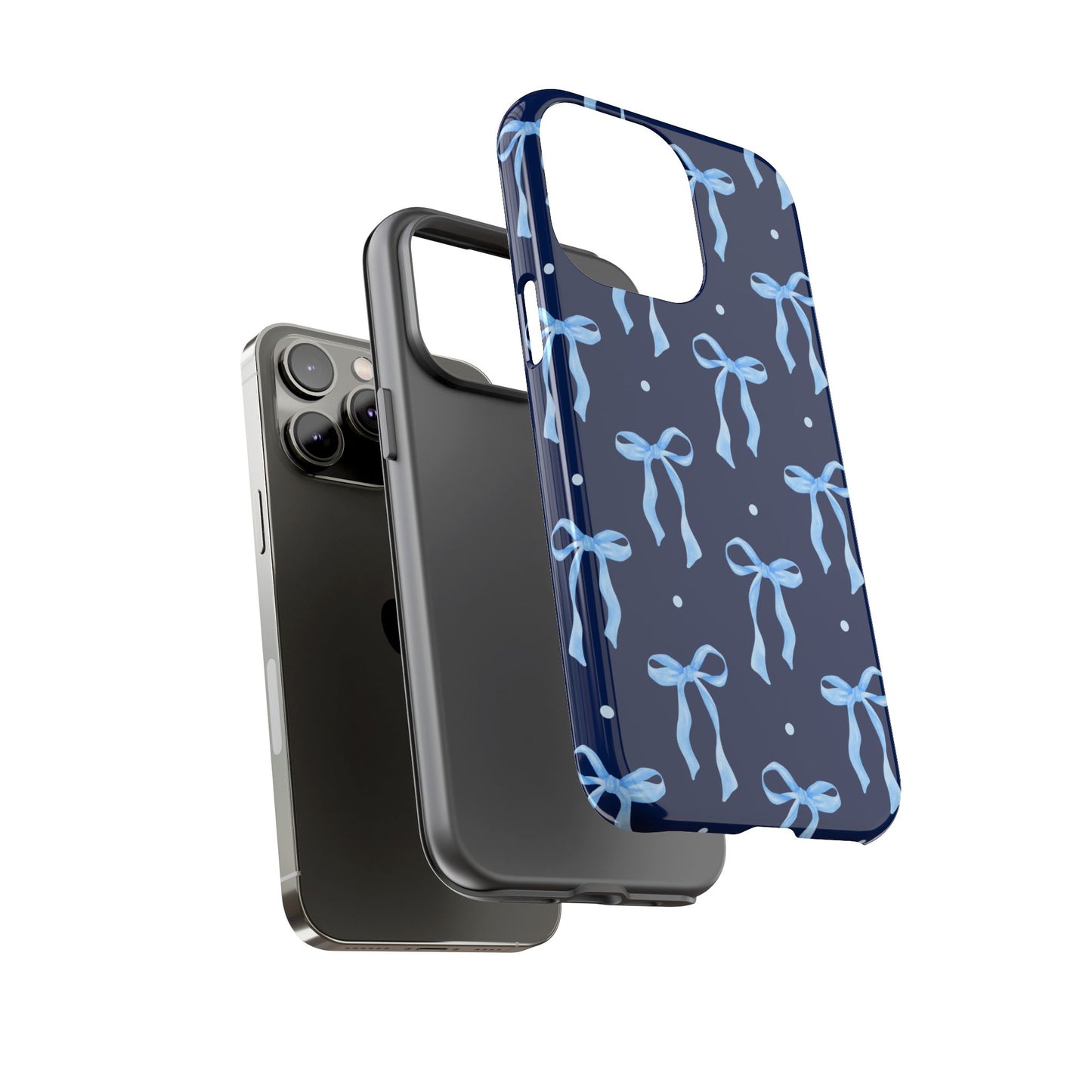 Bows & Blues Phone Case – Aesthetic Ribbon Print | Fits iPhone & Samsung - JGUS