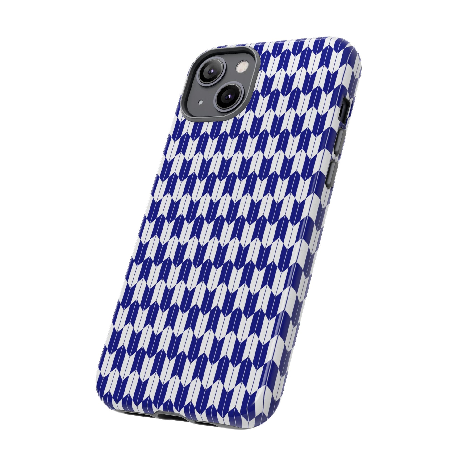 Navy Blue Geometric Phone Case for iPhone Samsung Pixel – Minimal Pattern Modern Aesthetic - JGUS