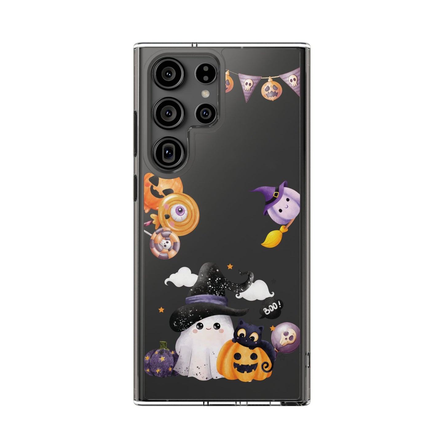 Halloween Clear Phone Case, Spooky Ghost iPhone 13 14 12 15 Pro Case, Trick or Treat Cover, Cute Halloween Gift