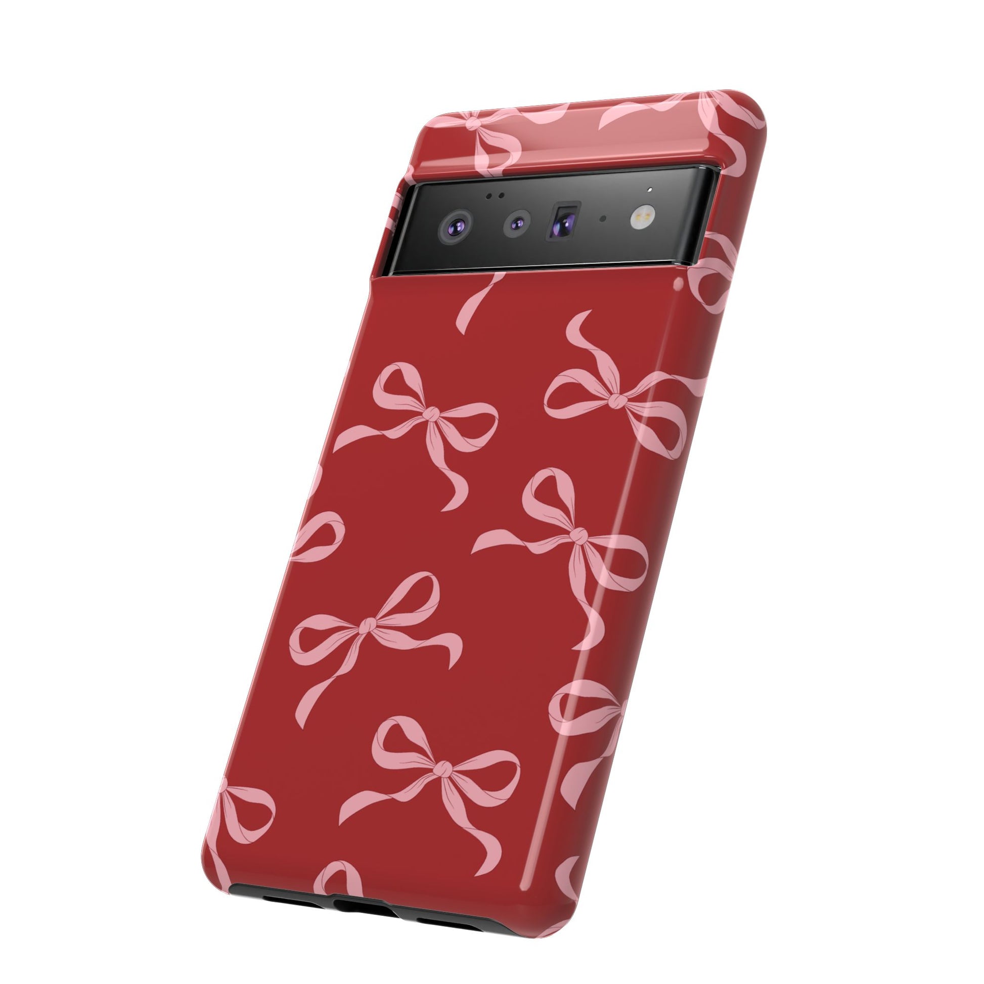 Pink Bows on Red Phone Case - JGUS