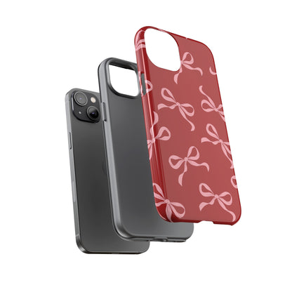 Pink Bows on Red Phone Case - JGUS