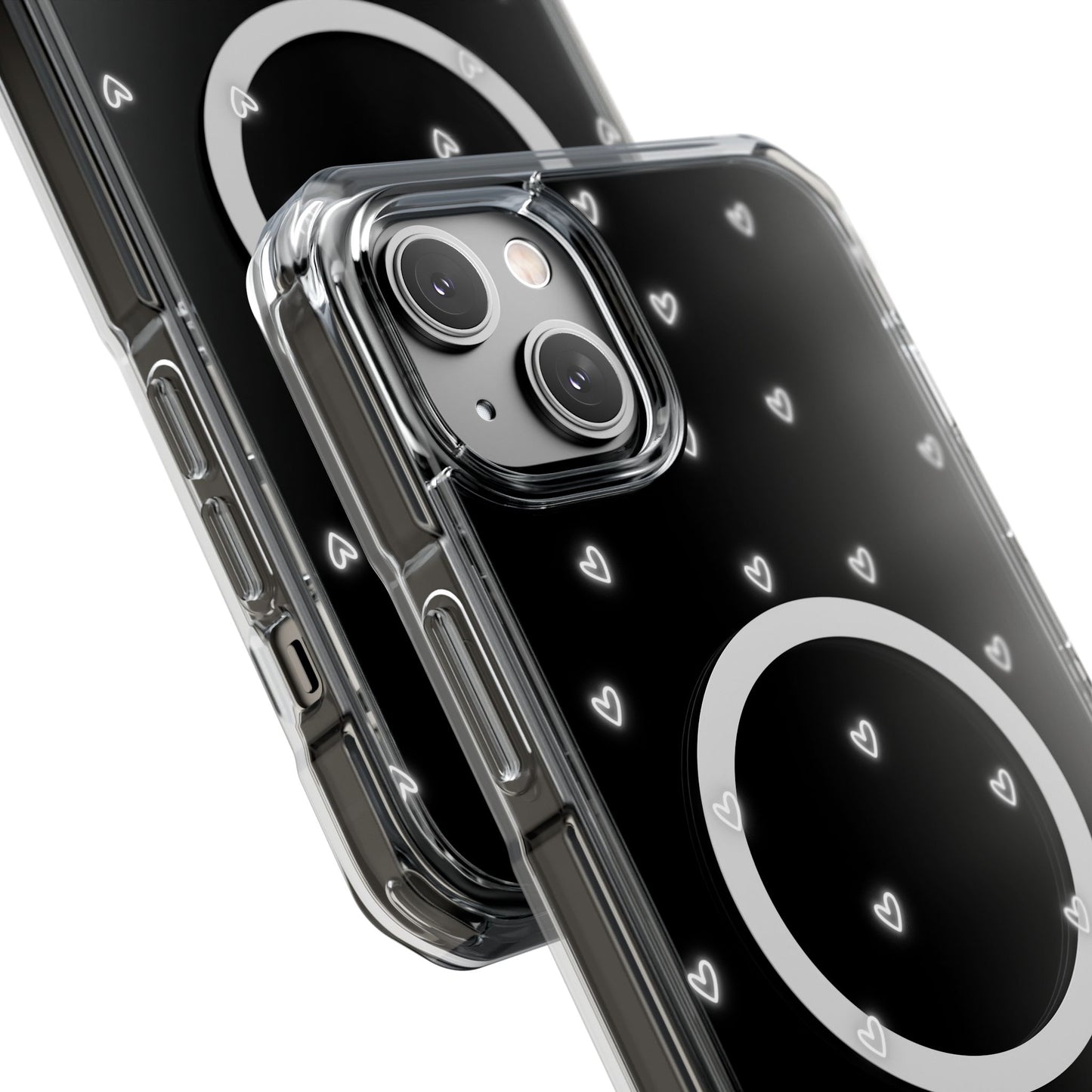 Neon Heart Bling Clear MagSafe Case