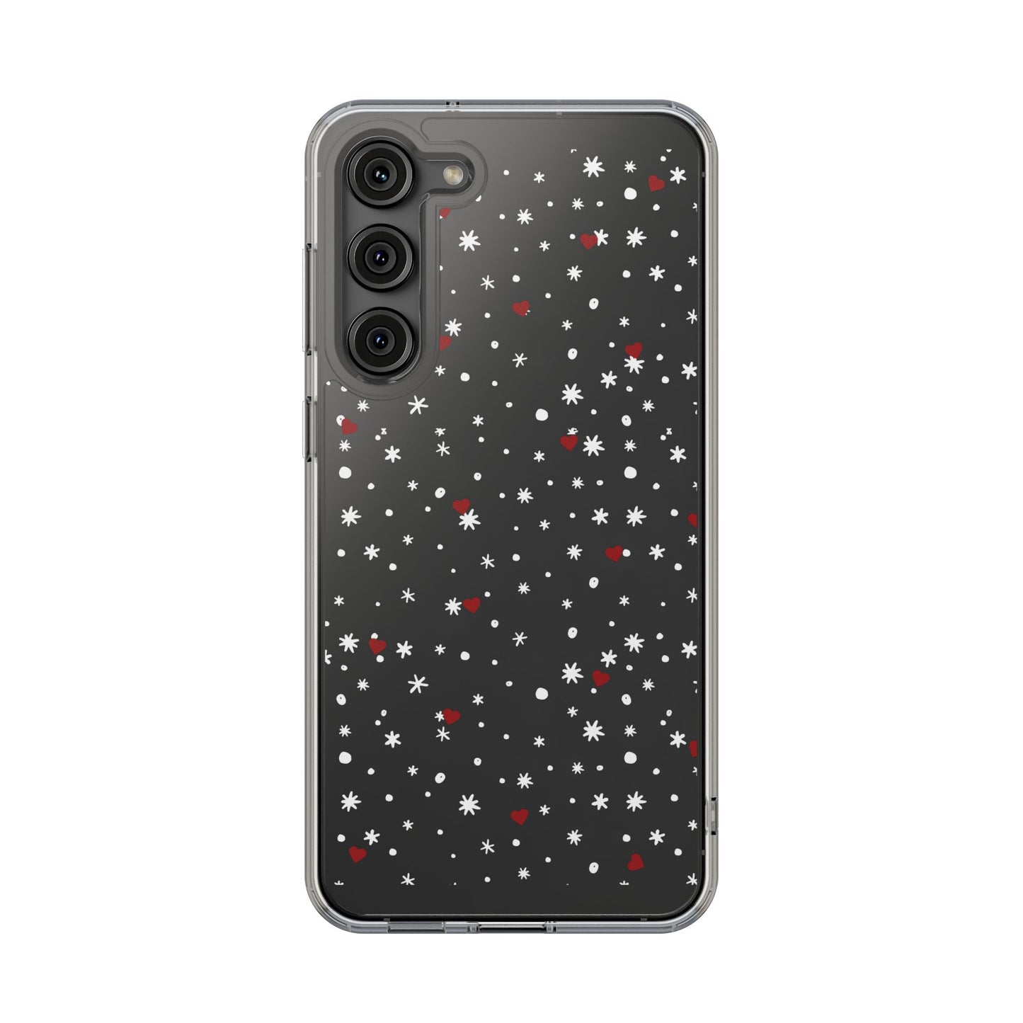 Snowy Hearts Clear Phone Case