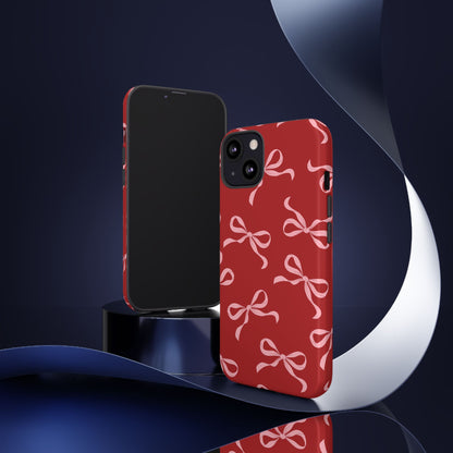 Pink Bows on Red Phone Case - JGUS