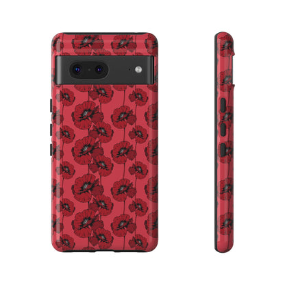 Red Poppy Phone Case for iPhone, Samsung & Google Pixel – Bold Floral Statement Aesthetic - JGUS