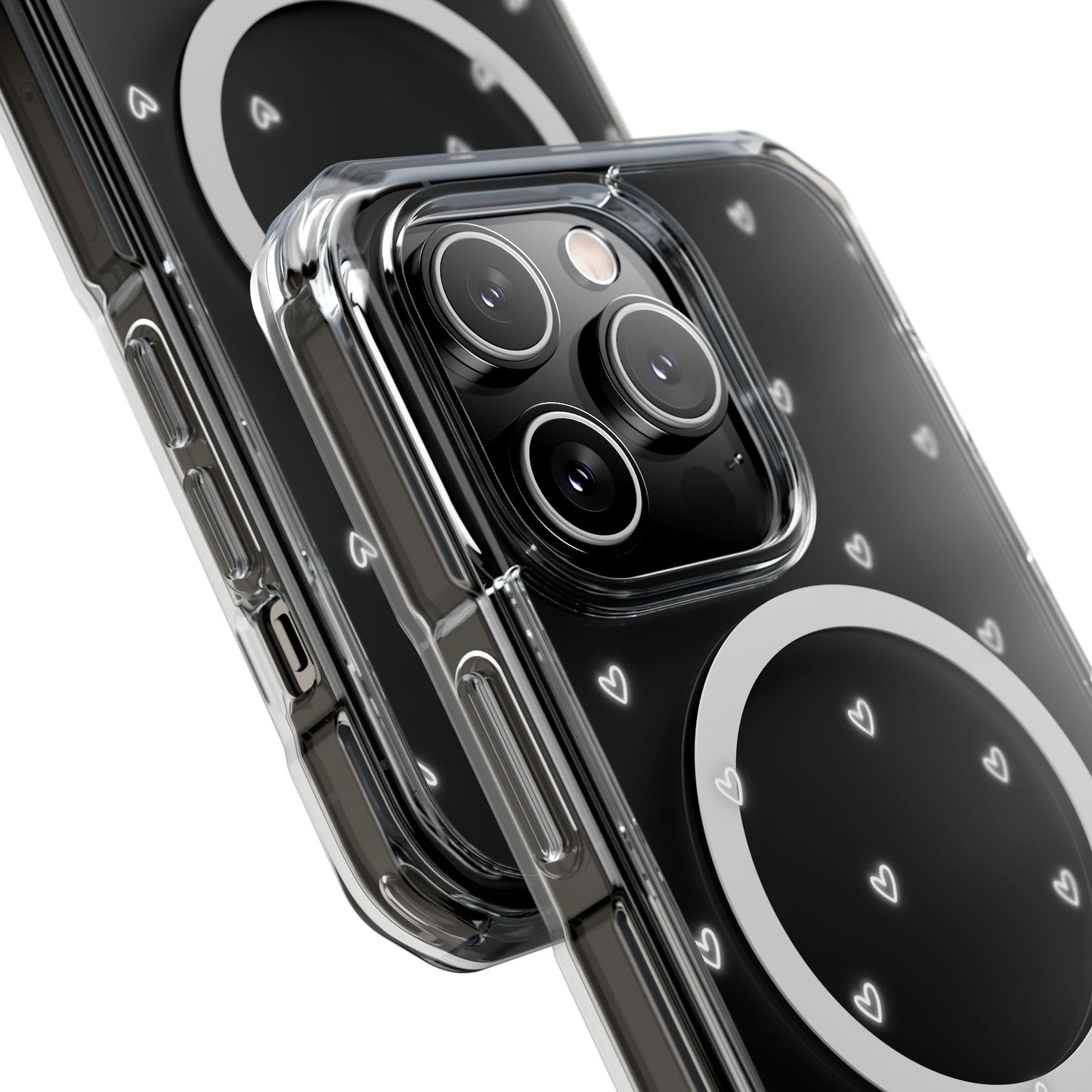 Neon Heart Bling Clear MagSafe Case