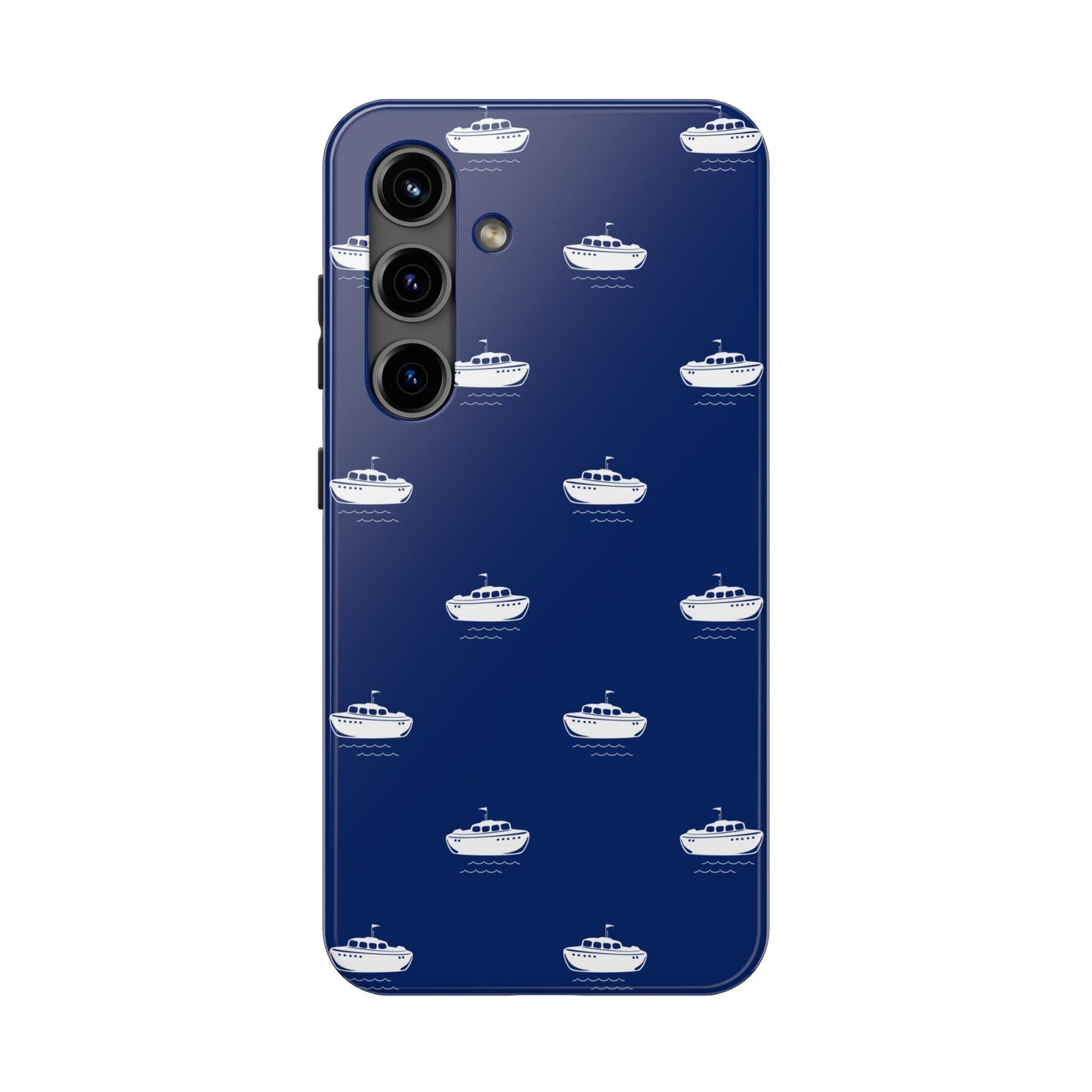Blue Boat Phone Case – Calm Ocean Pattern for iPhone & Samsung, Durable & Stylish Protection