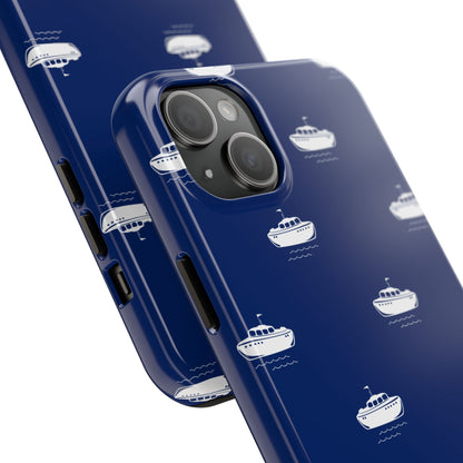 Blue Boat Phone Case – Calm Ocean Pattern for iPhone & Samsung, Durable & Stylish Protection