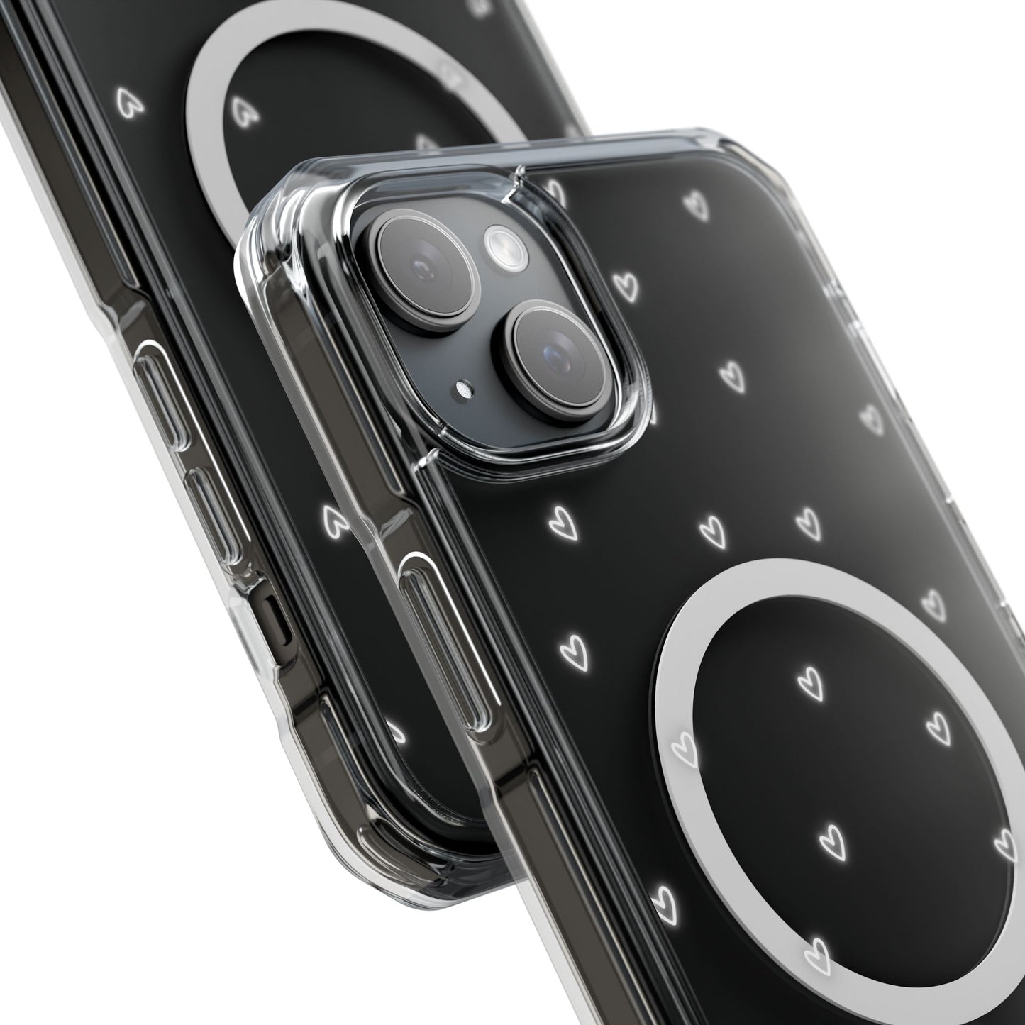 Neon Heart Bling Clear MagSafe Case