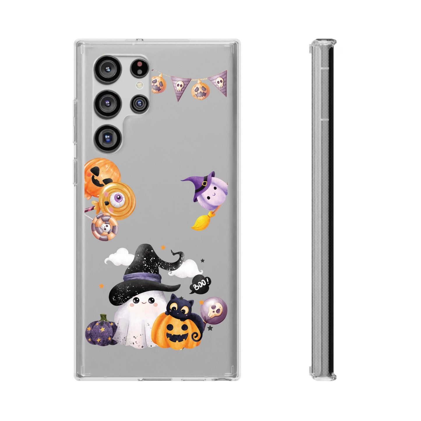 Halloween Clear Phone Case, Spooky Ghost iPhone 13 14 12 15 Pro Case, Trick or Treat Cover, Cute Halloween Gift