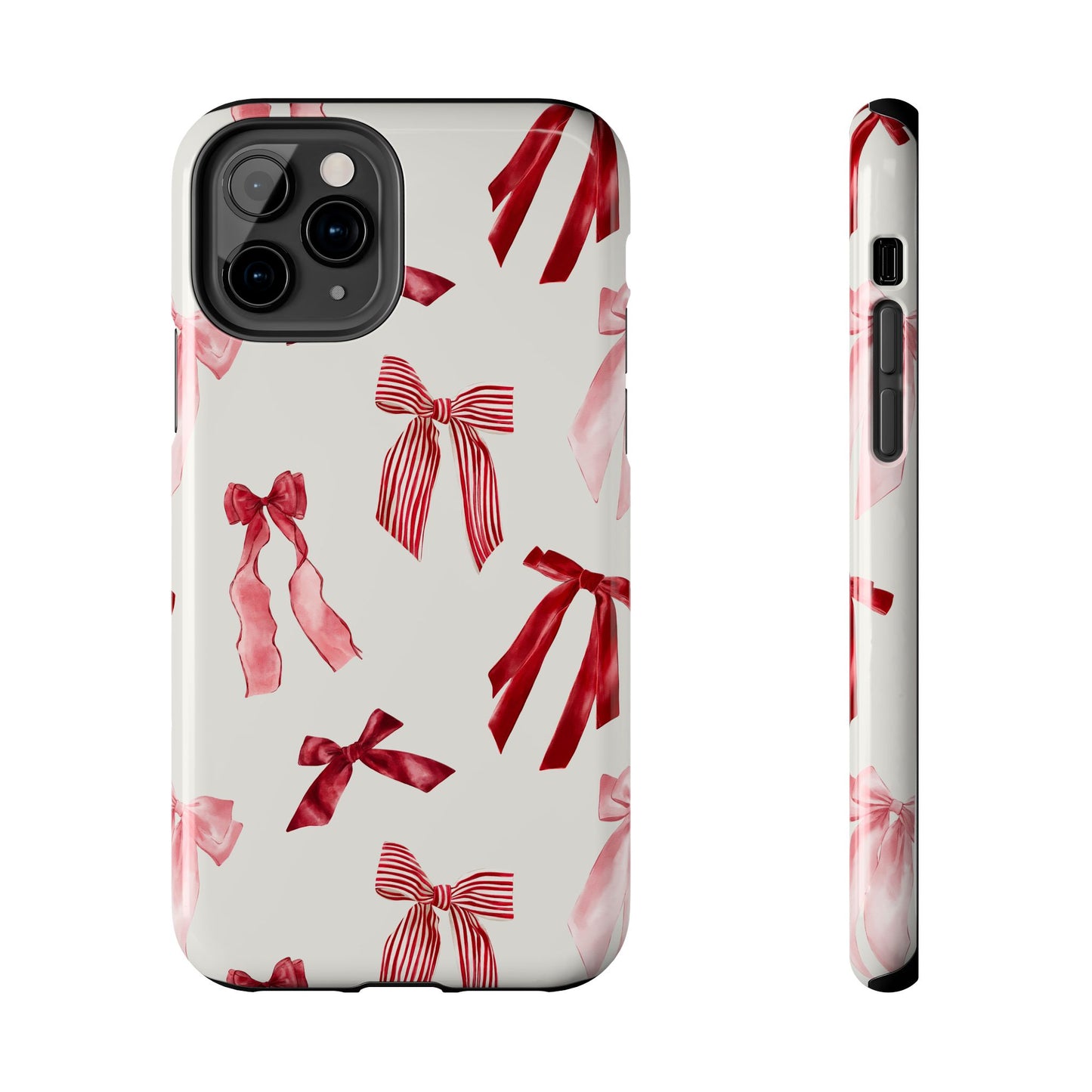 Burgundy Chic Bow Design Phone Case – Customizable, Dual-Layer Protection for iPhone & Samsung