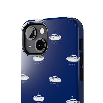 Blue Boat Phone Case – Calm Ocean Pattern for iPhone & Samsung, Durable & Stylish Protection