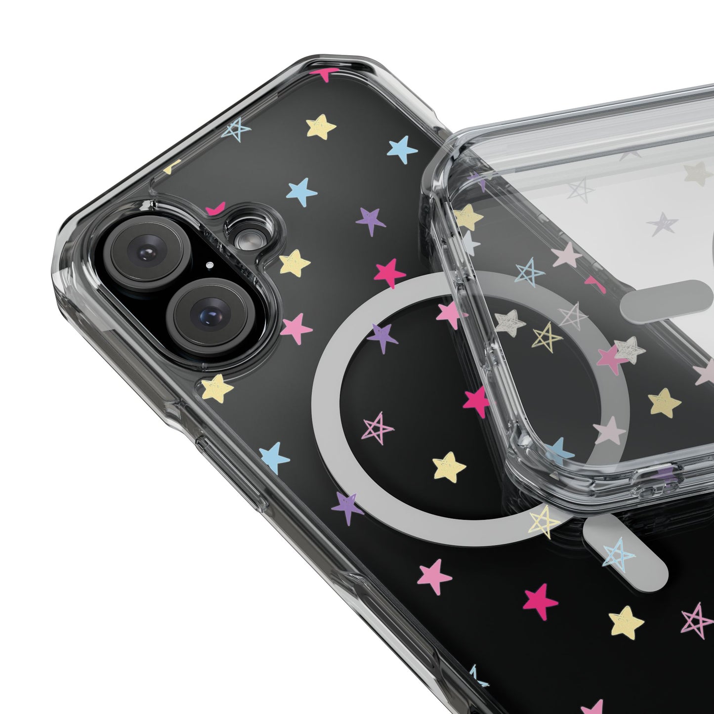 Star Pattern Clear Mag Safe Case, Magnetic Clear Impact Case